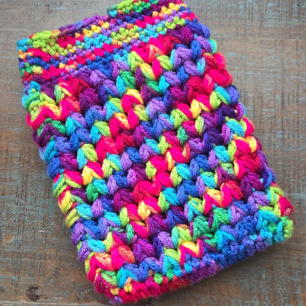 Bright Multicolored Crochet Book Ipad Kindle Small Sleeve Cover Case